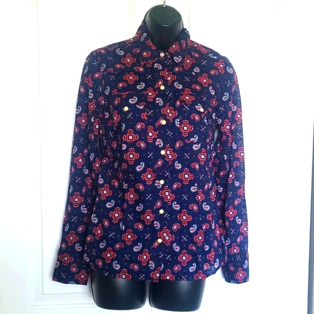 Lucky Brand Paisley Print Long Sleeve Top XS